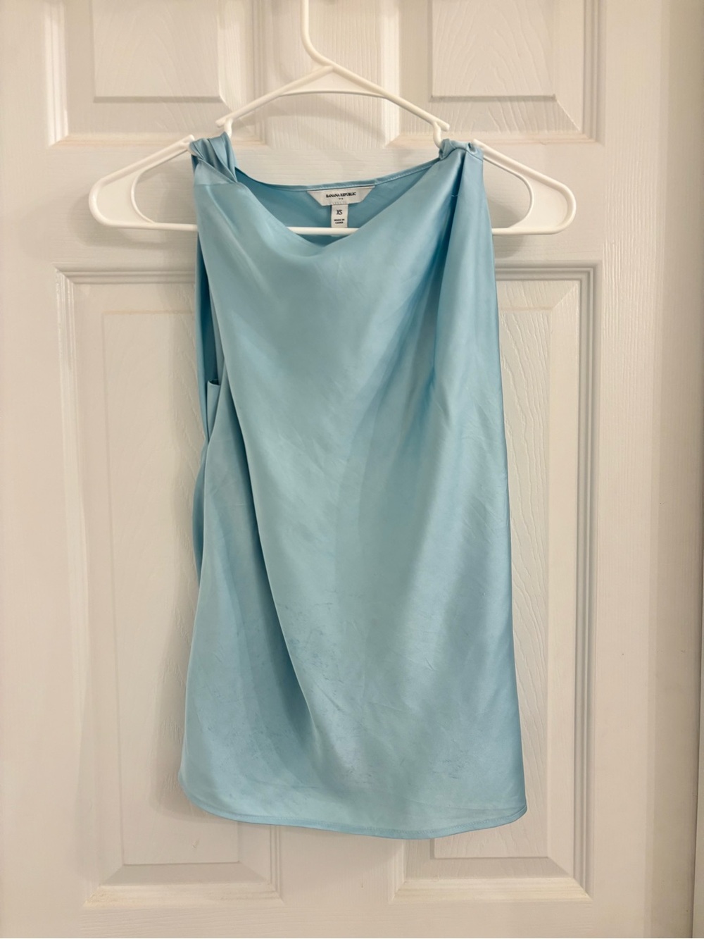 Banana Republic Light Blue Sleeveless Cowl Neck Top